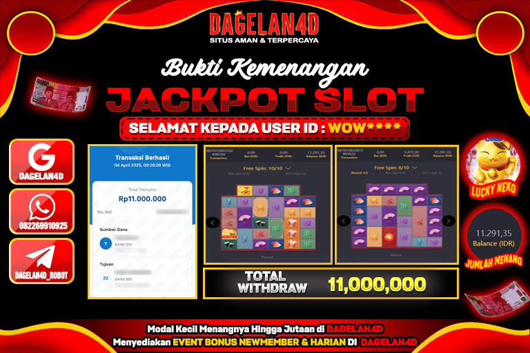 DAGELAN4D Bukti Kemenangan Slot Gacor Lucky Neko