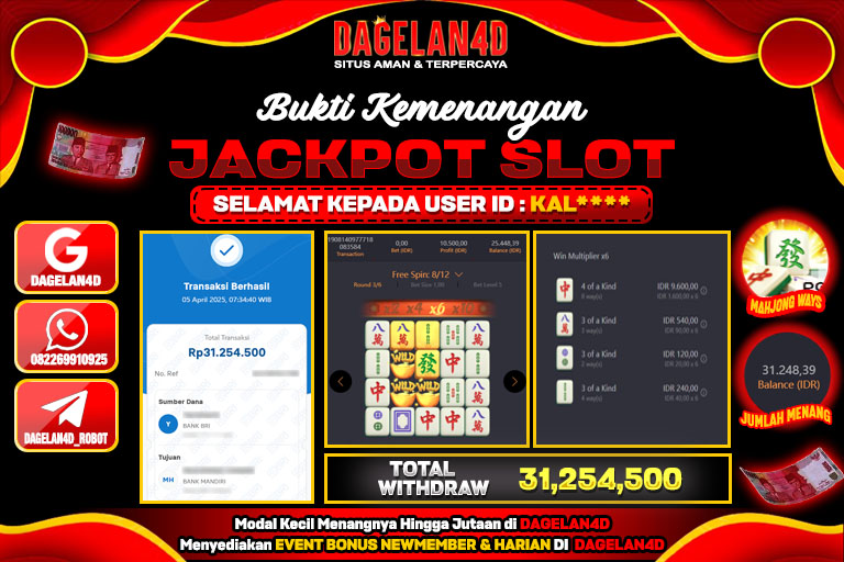 DAGELAN4D Bukti Kemenangan Slot Gacor Mahjong Ways